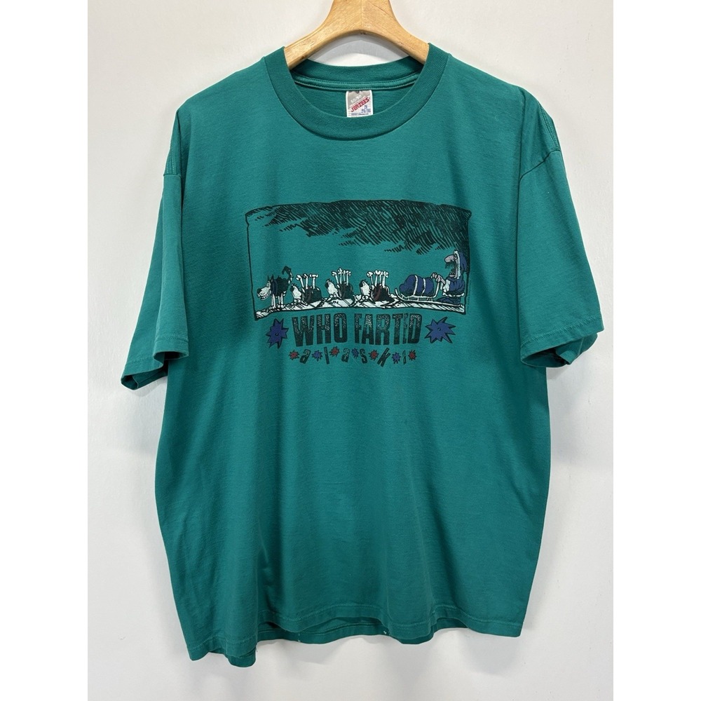 Vtg Alaska Sled Dog Tshirt Sz XXL 2XL Mens Funny Farted Made USA READ